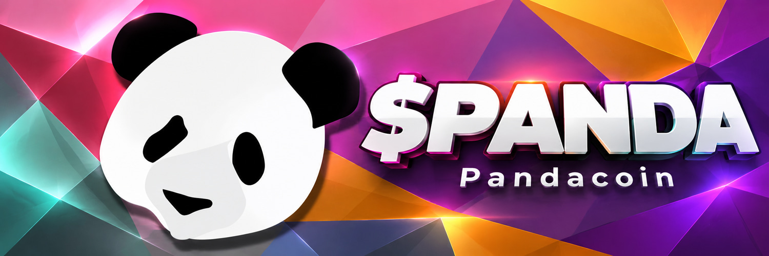 Original colourful Pandacoin banner with panda and PANDA lettering